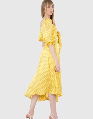 Asymmetrical Pleated Belt Yellow Skirt