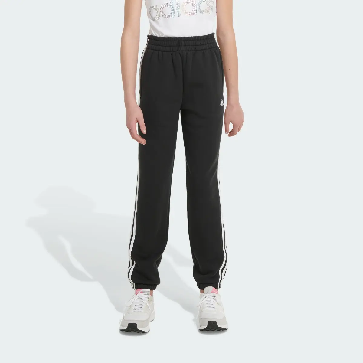 Adidas Elastic Waistband 3-Stripe Cotton Fleece Jogger. 1