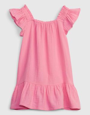 Toddler Crinkle Gauze Tiered Dress pink