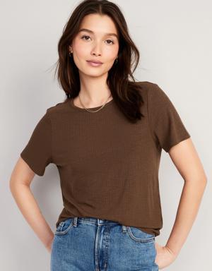 Old Navy Luxe Ribbed Slub-Knit T-Shirt for Women brown