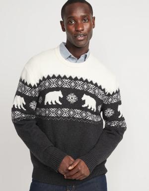 Cozy Matching Fair Isle Sweater for Men gray