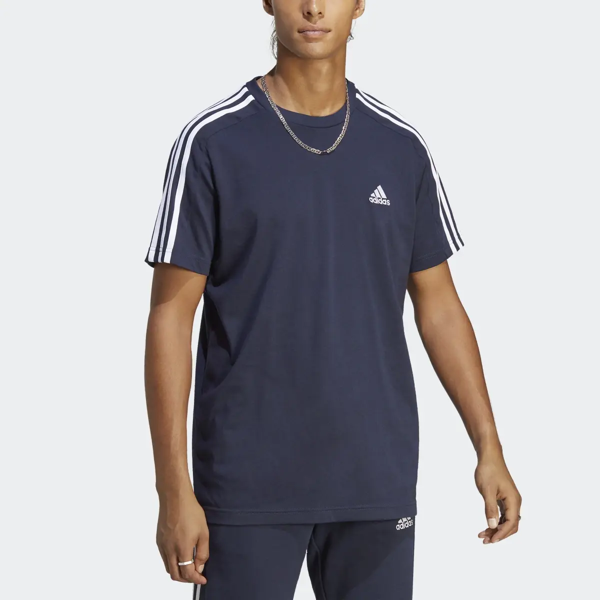 Adidas Essentials Single Jersey 3-Stripes T-Shirt. 1