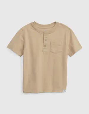 Toddler Henley Pocket T-Shirt beige