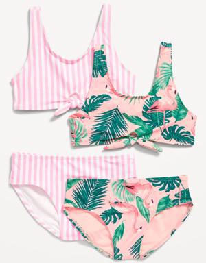 4-Piece Tie-Front Bikini Swim for Girls multi
