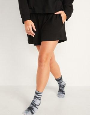 High-Waisted Cozy-Knit Pajama Shorts for Women -- 4-inch inseam black