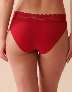 Cotton and Lace Band Bikini Panty