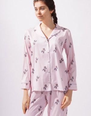 Winter Bear Kadın Saten Pijama Üst Pembe