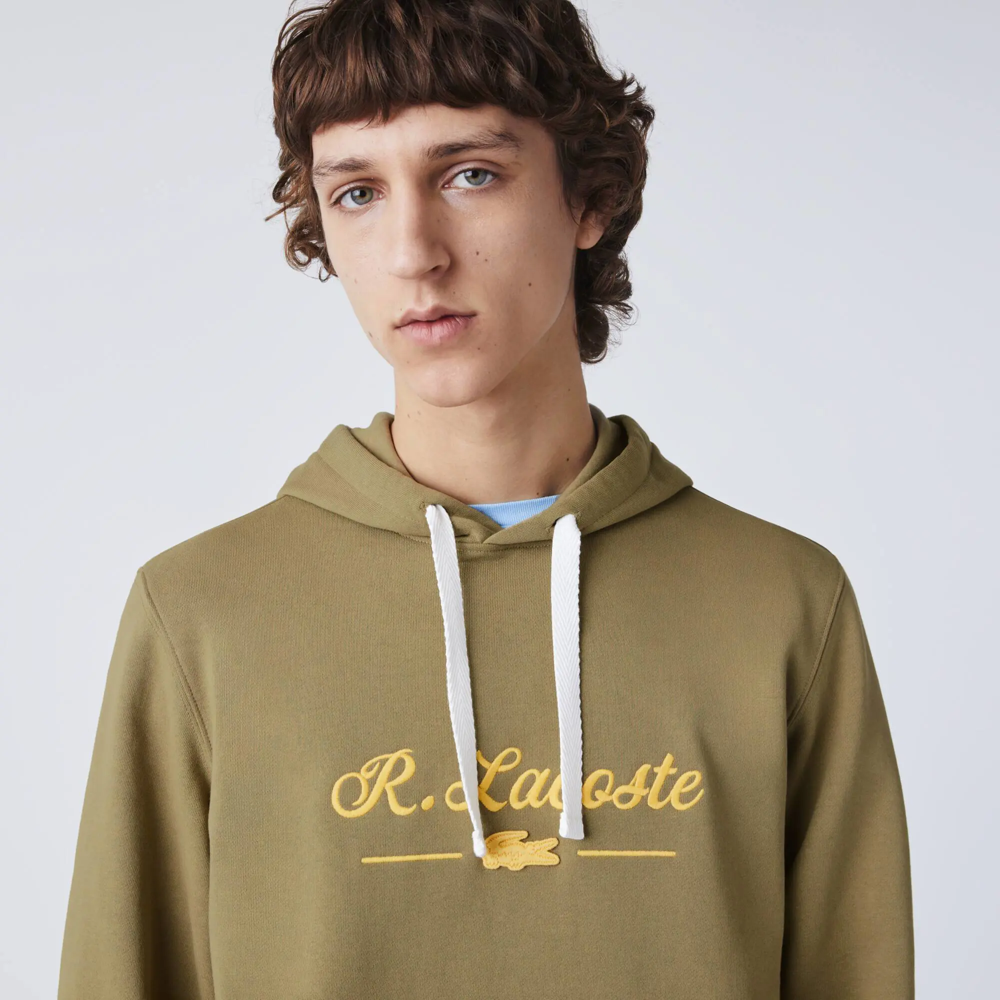 Lacoste Men’s Embroidered Lettering Hooded Cotton Fleece Sweatshirt. 1