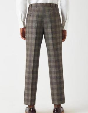 Men’s Regular Fit Platinum Plaid Classic Trousers BEIGE