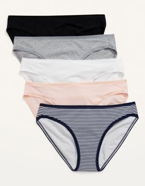 Mid-Rise Supima® Cotton-Blend Bikini Underwear 5-Pack for Women pink