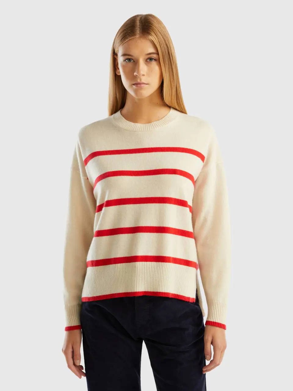 Benetton striped sweater in pure cashmere. 1