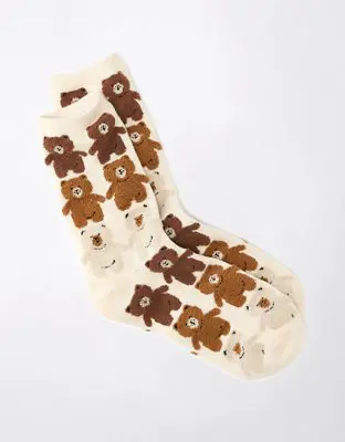 American Eagle Teddy Bear Crew Sock. 1