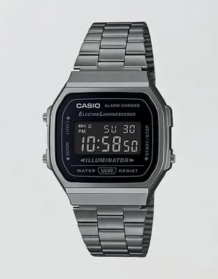 American Eagle Casio Vintage Contrast Silver-Tone Stainless Steel Bracelet Watch. 1