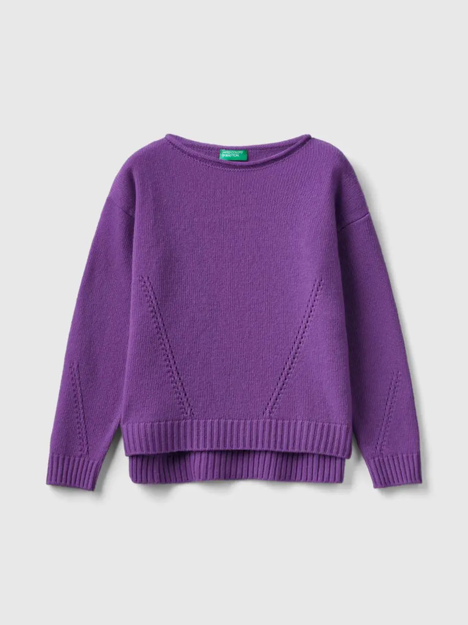 Benetton knit sweater with playful stitching. 1