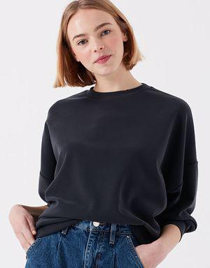 Lux Touch Siyah Modal Sweatshirt