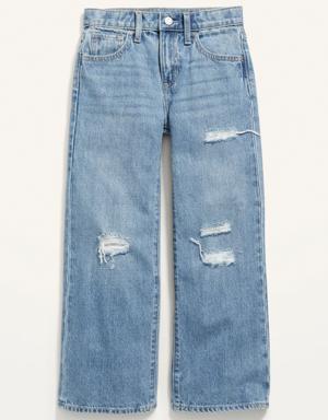 High-Waisted Baggy Ripped Wide-Leg Jeans for Girls multi