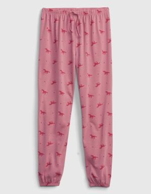 Kids 100% Recycled Print PJ Joggers pink