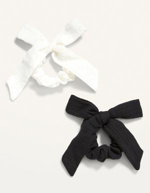 Ribbon Bow Hair Tie 2-Pack for Women black
