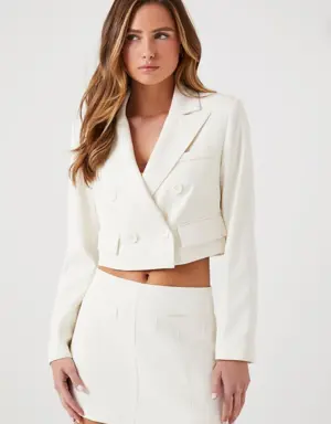 Forever 21 Double Breasted Cropped Blazer Vanilla