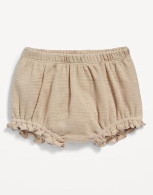 Ruffled Thermal-Knit Bloomer Shorts for Baby beige