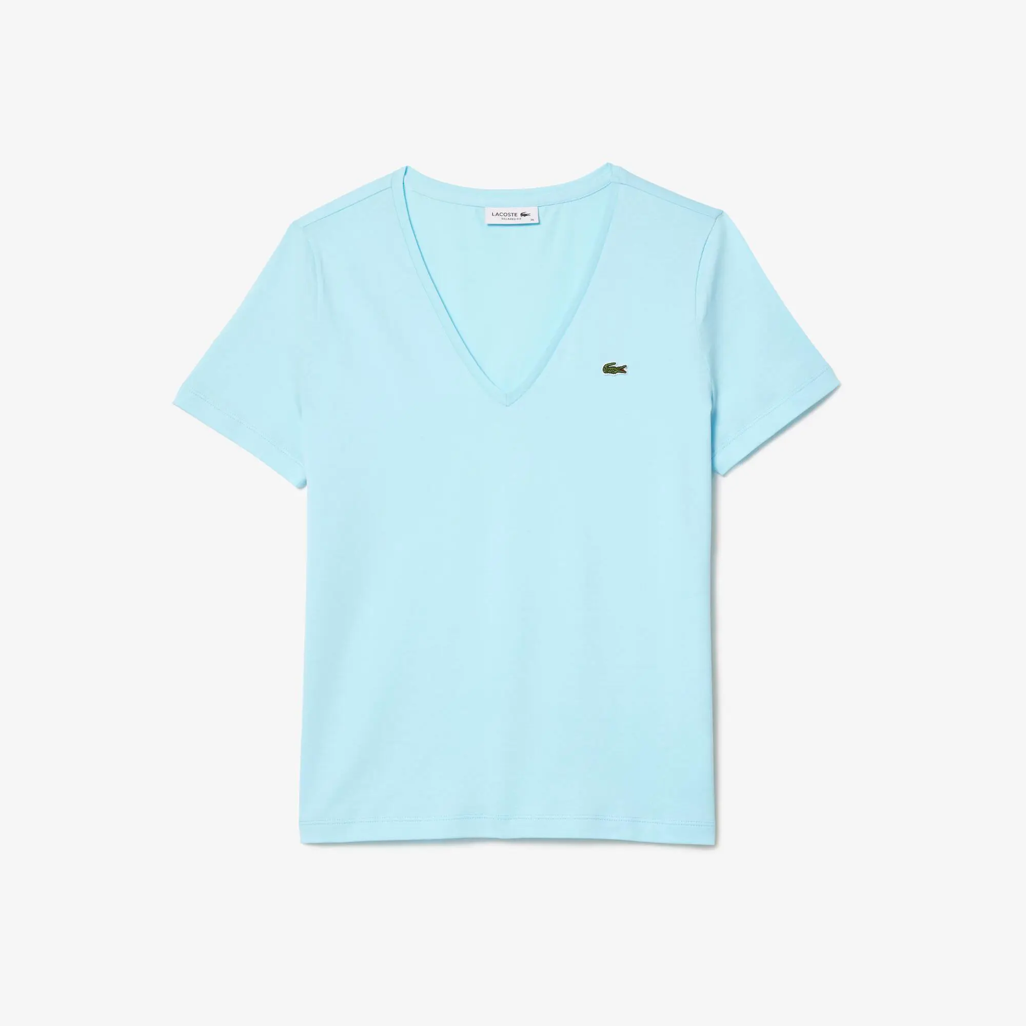 Lacoste T-shirt em algodão com corte largo e gola em bico para Mulher. 2 Lacoste T-shirt em algodão com corte largo e gola em bico para Mulher. 2