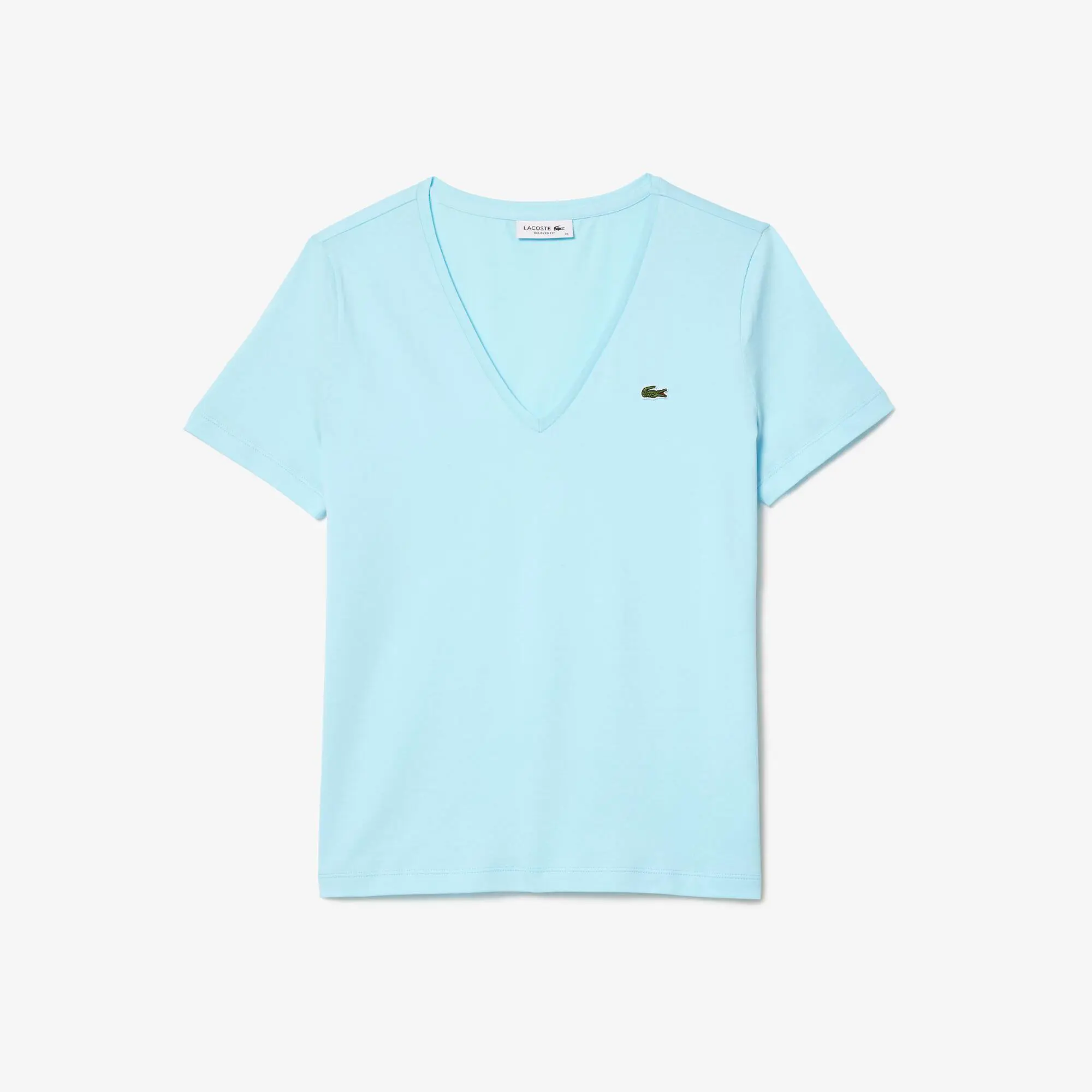 Lacoste Women’s V-neck Loose Fit Cotton T-shirt. 2