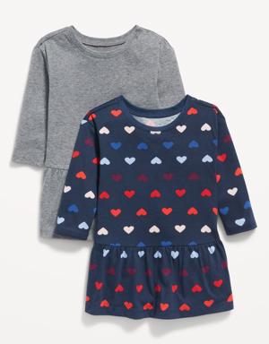2-Pack Long-Sleeve Drop-Waist Jersey Dress for Baby multi