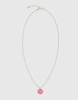 necklace with pink pendant