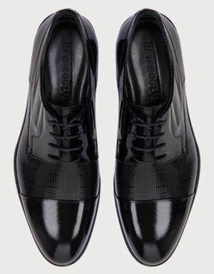Siyah Klasik Bağcıklı Rugan Deri Ayakkabı