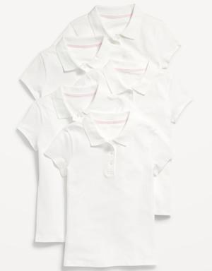 Uniform Pique Polo Shirt 5-Pack for Girls white