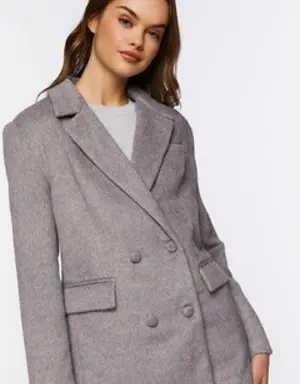 Forever 21 Faux Wool Double Breasted Blazer Heather Grey