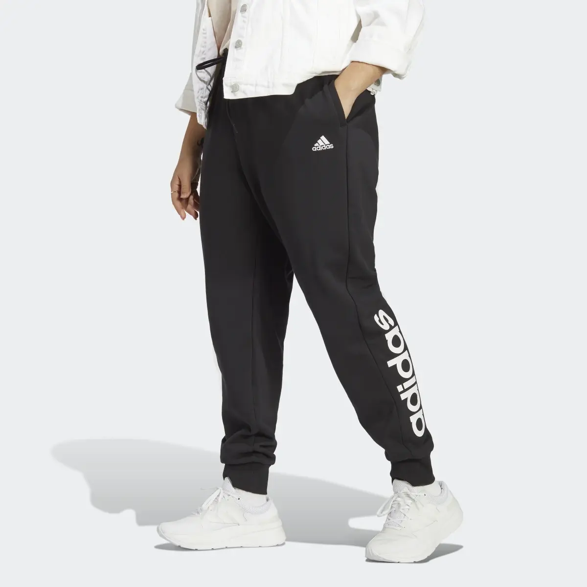 Adidas Essentials Linear French Terry Cuffed Joggers (Plus Size). 1