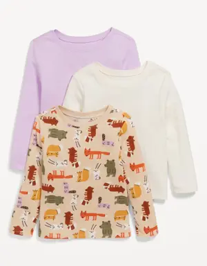 Unisex Long-Sleeve T-Shirt 3-Pack for Toddler purple