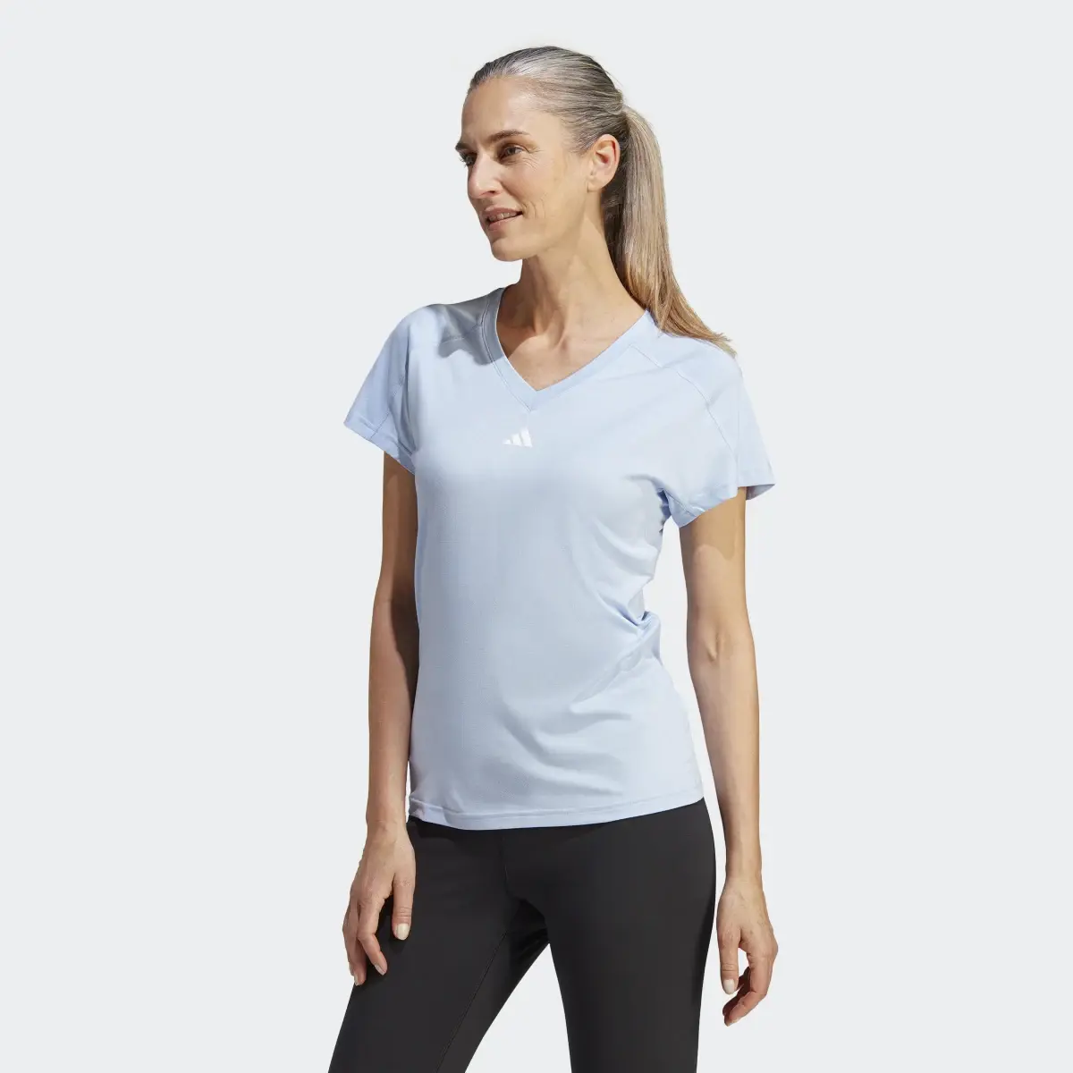 Adidas AEROREADY Train Essentials Minimal Branding V-Neck Tee. 2