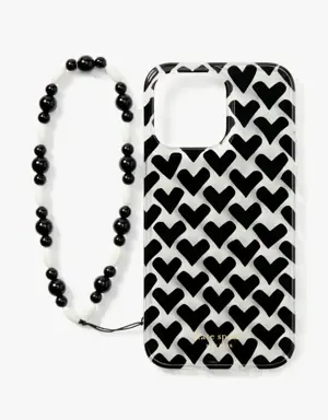 Modernist Hearts iPhone 14 Pro Max Wristlet Case