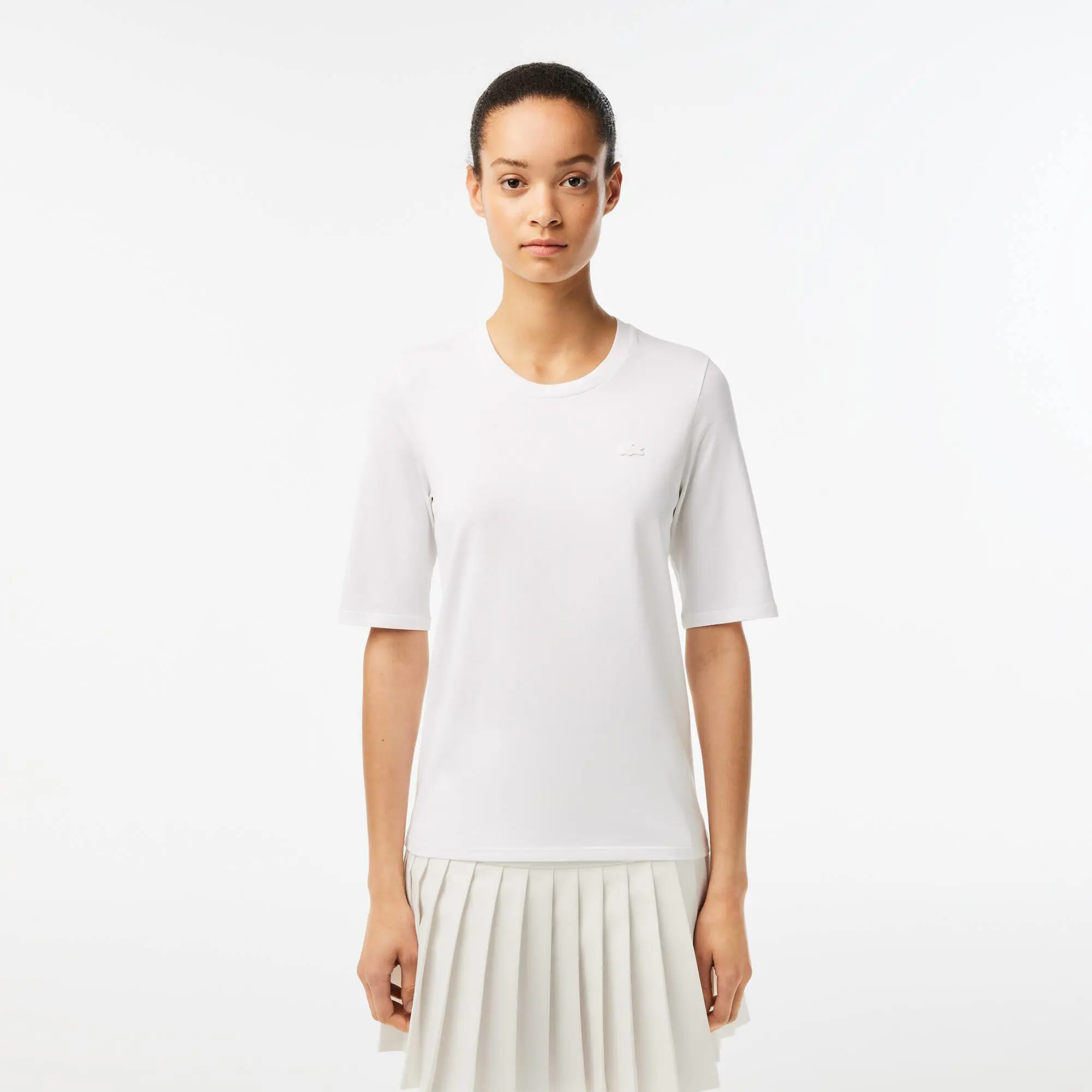 Lacoste T-shirt de algodão com decote redondo para Mulher. 1