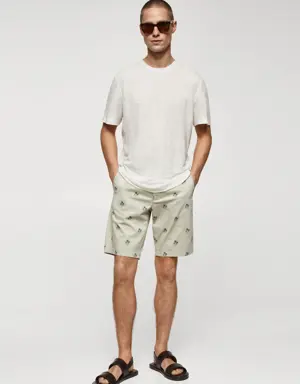 Printed cotton bermuda shorts