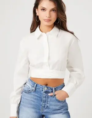 Forever 21 Wraparound Cropped Shirt White