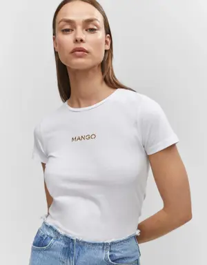 Mango Koszulka metaliczne logo
