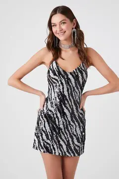 Forever 21 Forever 21 Sequin Zebra Cami Mini Dress Black/Multi. 2 Forever 21 Forever 21 Sequin Zebra Cami Mini Dress Black/Multi. 2