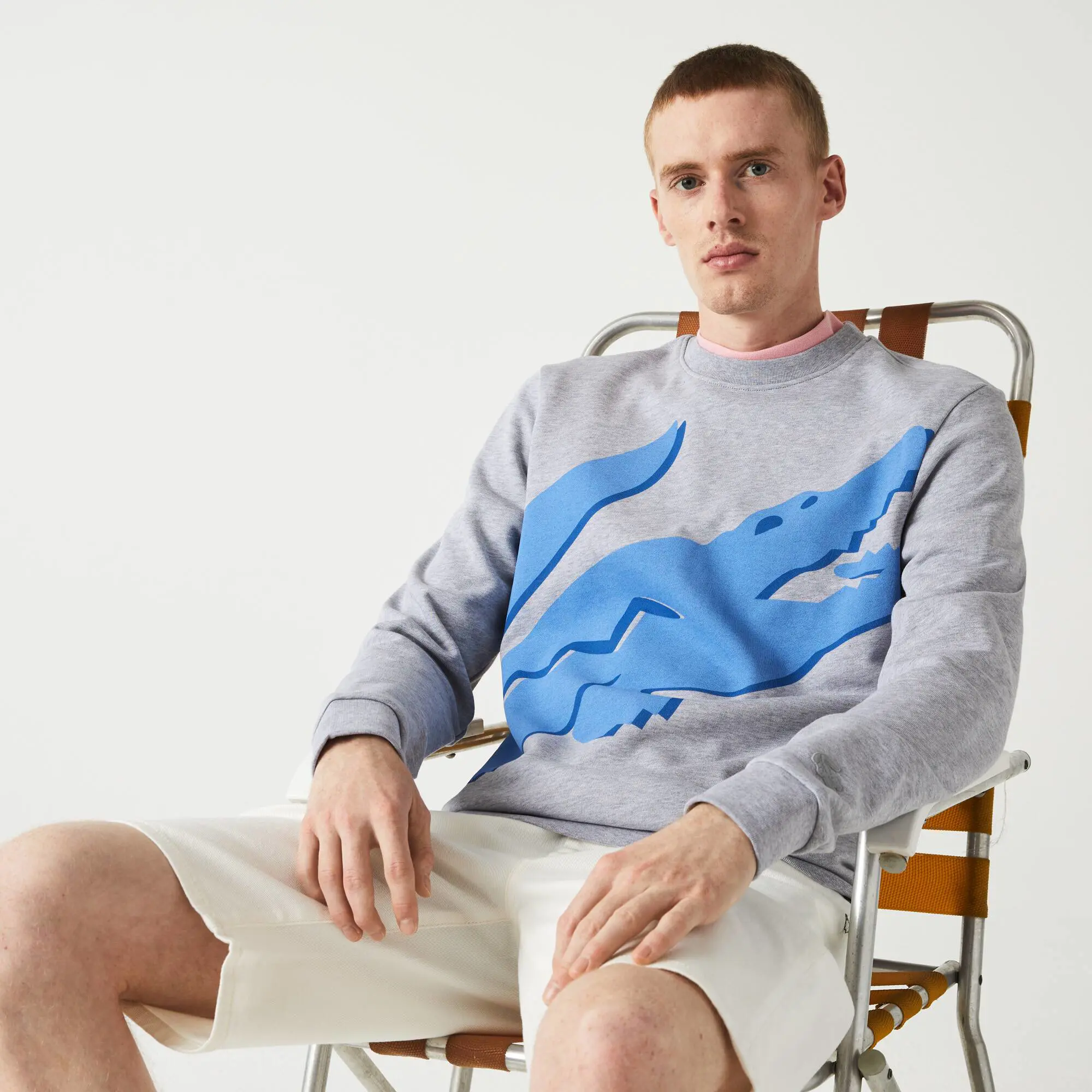 Lacoste Men's Crew Neck Print Organic Cotton Fleece Sweatshirt. 1