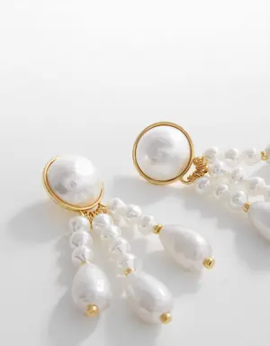 Pearl triple pendant earrings