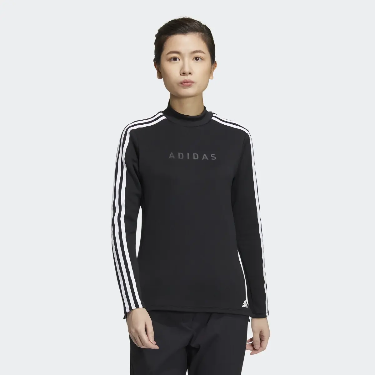 Adidas AEROREADY 3-Stripes Mock Neck Long Sleeve Shirt. 2