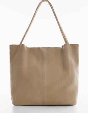 Mango Leather shopper bag