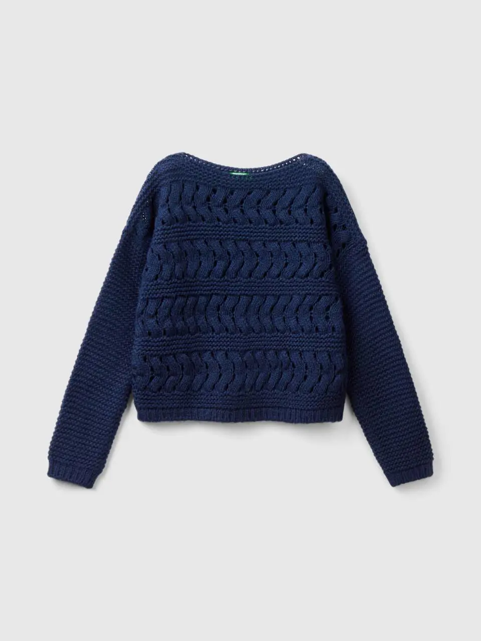 Benetton cable knit sweater in wool blend. 1