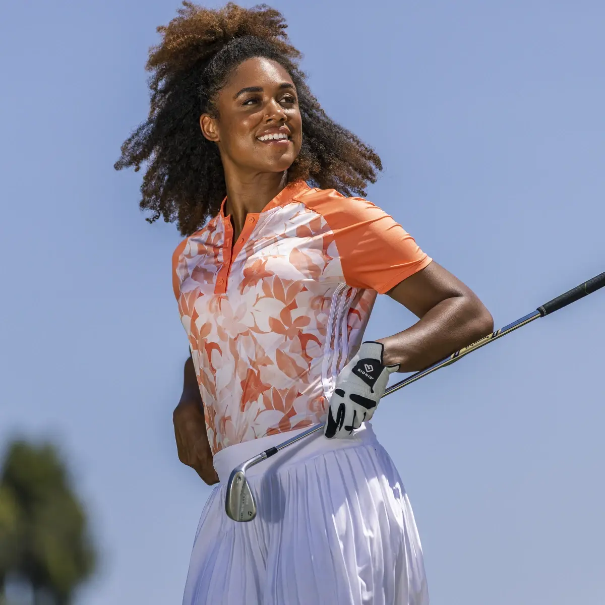 Adidas Women's Floral Golf Polo Shirt. 3