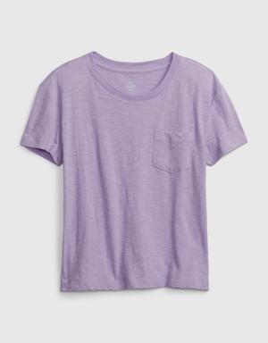 Kids 100% Organic Cotton Pocket T-Shirt purple