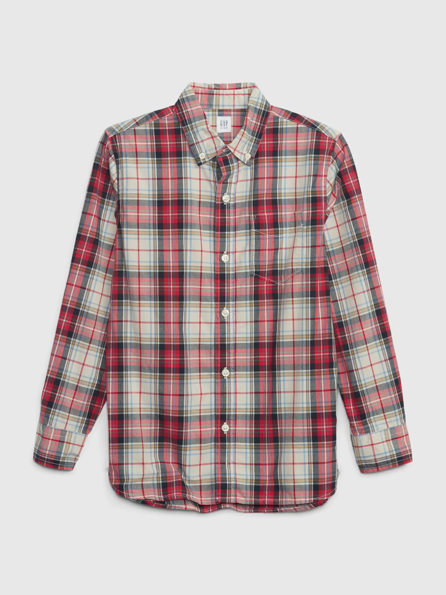 Gap Kids Poplin Button-Down Shirt red. 1