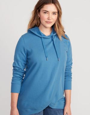 Maternity Cross-Front Nursing Pullover Hoodie blue