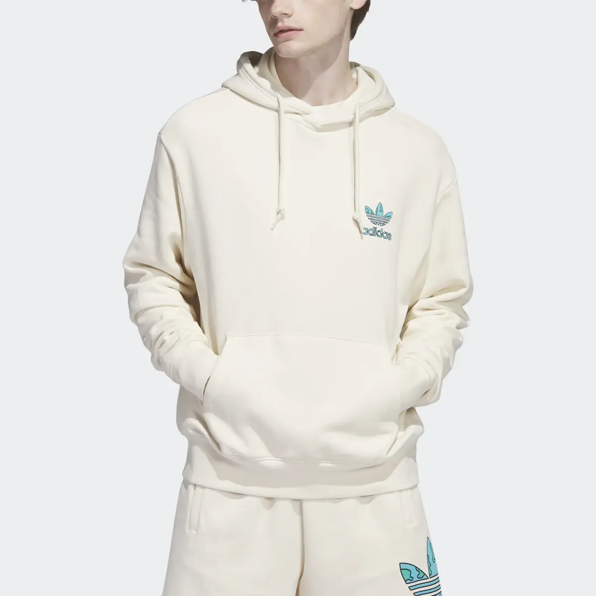 Adidas Stacked Trefoil Earth Hoodie. 1